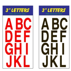 Stick on Letters 3" Red or Black
