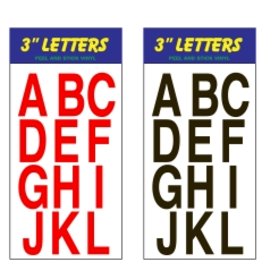 Stick on Letters 3" Red or Black