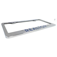 Silver heavy plastic Realtor license plate holder
