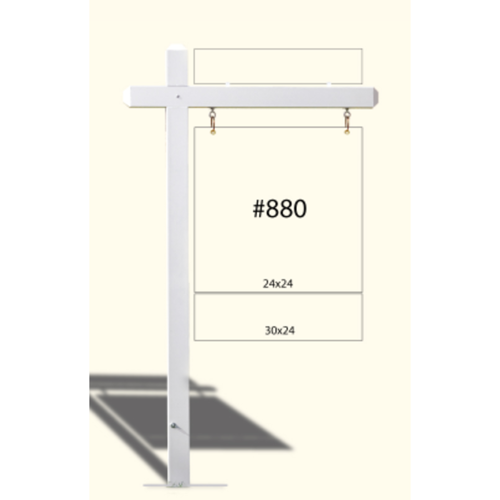 880 White Sign Post 64" tall  with 42" crossarm