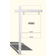 880 White Sign Post 64" tall  with 42" crossarm