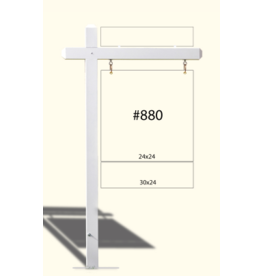 880 White Sign Post 64" tall  with 42" crossarm