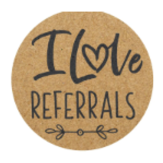 I LOVE REFERRALS round stickers (roll of 500)