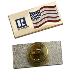 Clutch Lapel Pin-USA Flag Gold