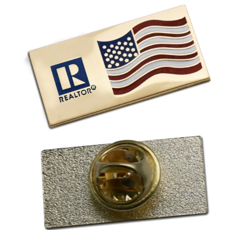 Clutch Lapel Pin-USA Flag Gold