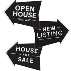 Black di-cut arrow-shaped signs (assorted)