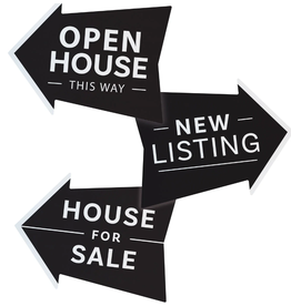 Black arrow-shaped signs (assorted)