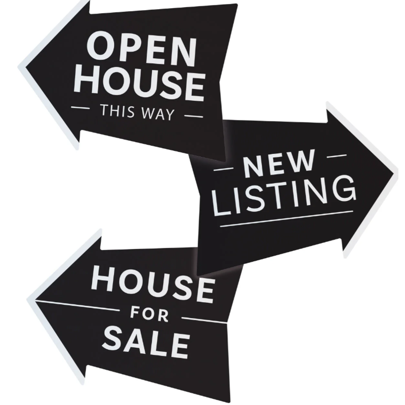 Black di-cut arrow-shaped signs (assorted)