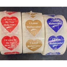 I Love Referrals Stickers heart shaped