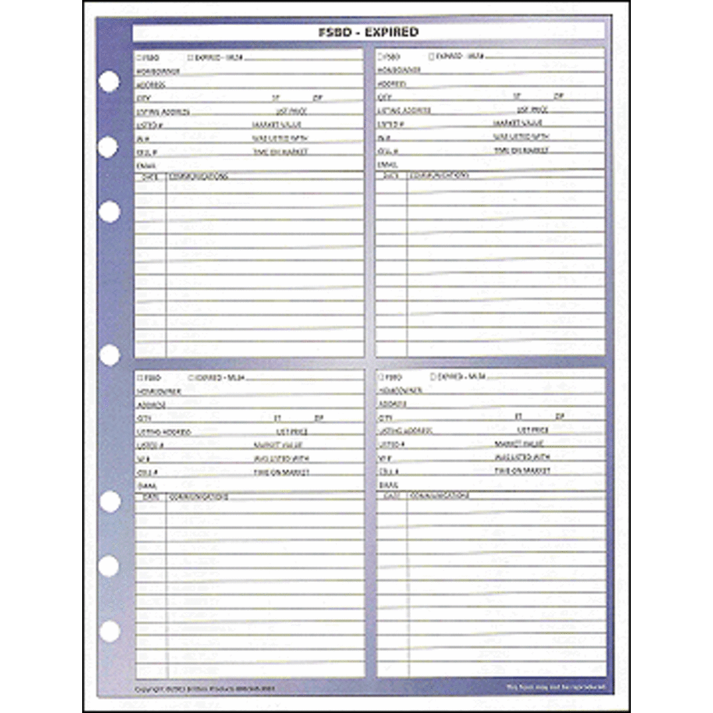 Planner Refill  8.5 X 11 PACK OF 25