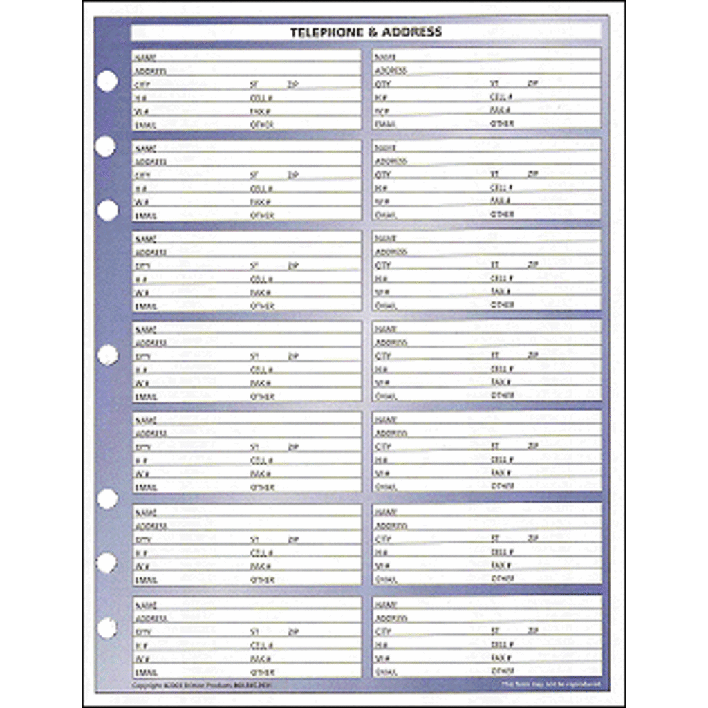 Planner Refill  8.5 X 11 PACK OF 25