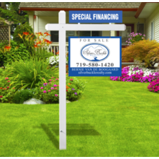 880 White Sign Post 64" tall  with 42" crossarm