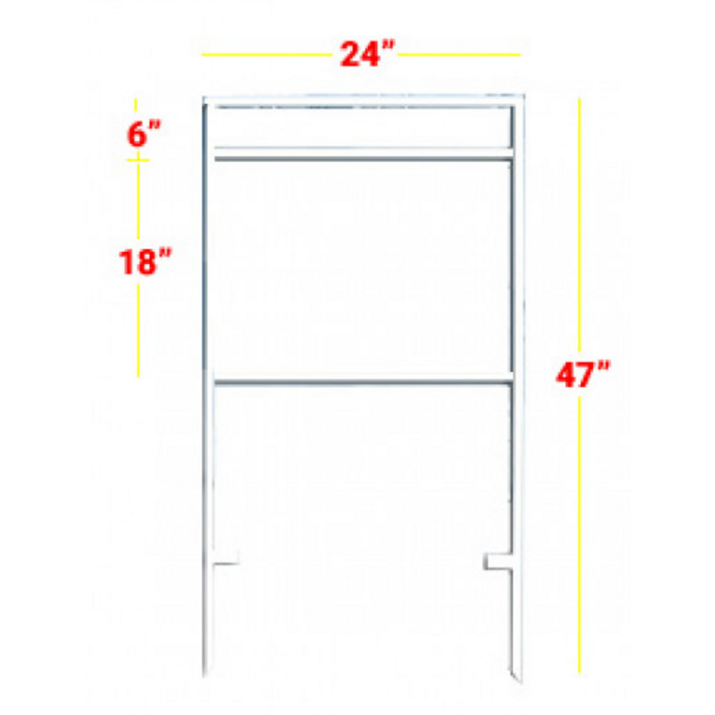 White Metal Sign Frame 18" L x 24" W with Single Rider