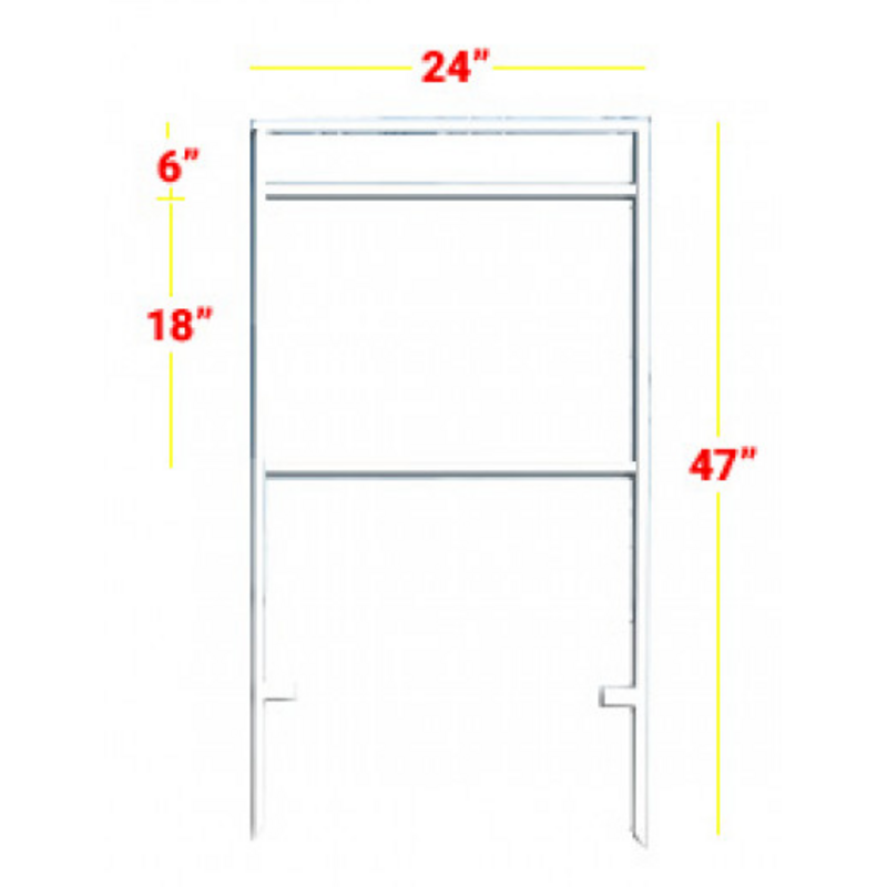 White Metal Sign Frame 18" L x 24" W with Single Rider