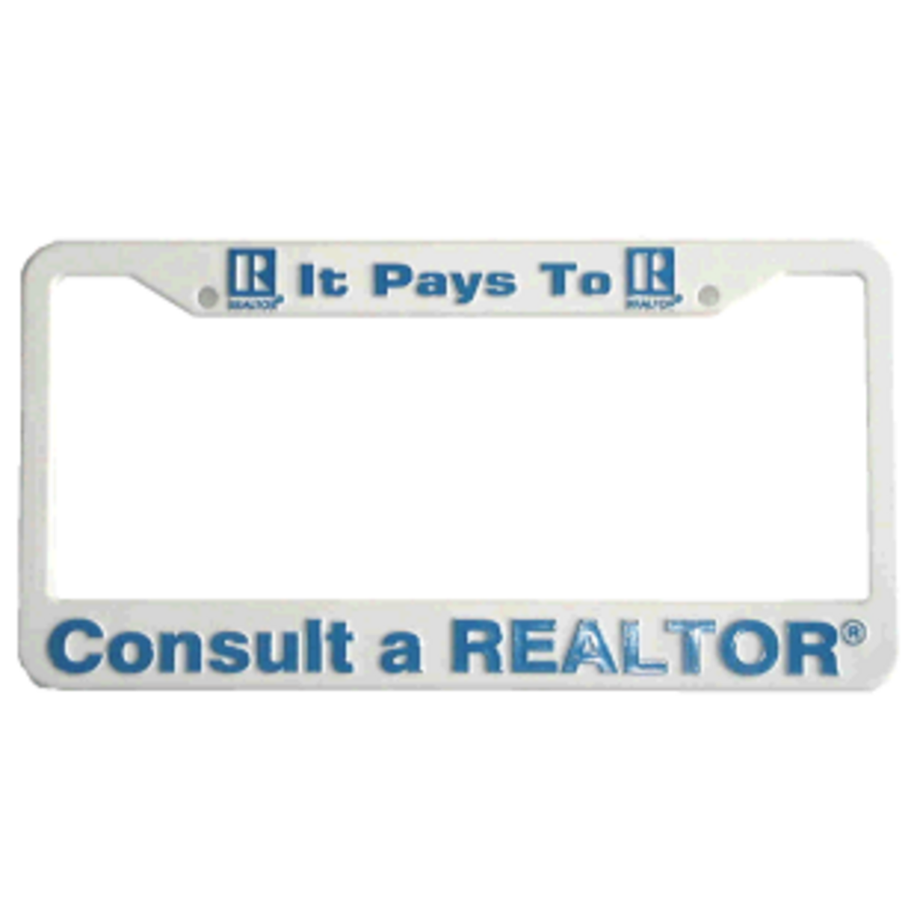 White Plastic R® License Plate Frame