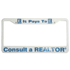 White Plastic R® License Plate Frame