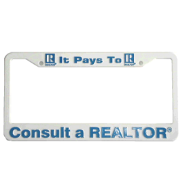 White Plastic R® License Plate Frame