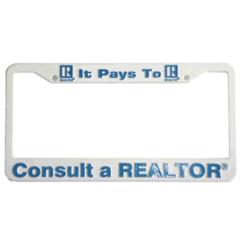 White Plastic R® License Plate Frame