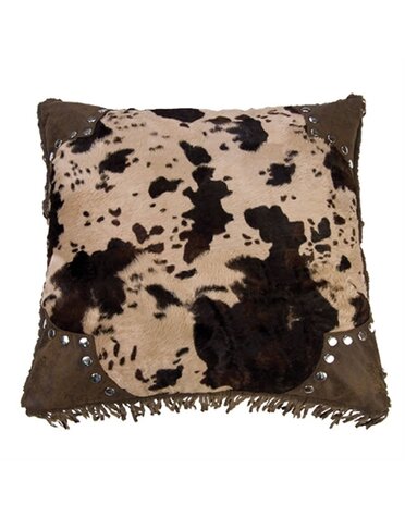 18" x 18" Scalloped Faux Cowhide Pillow