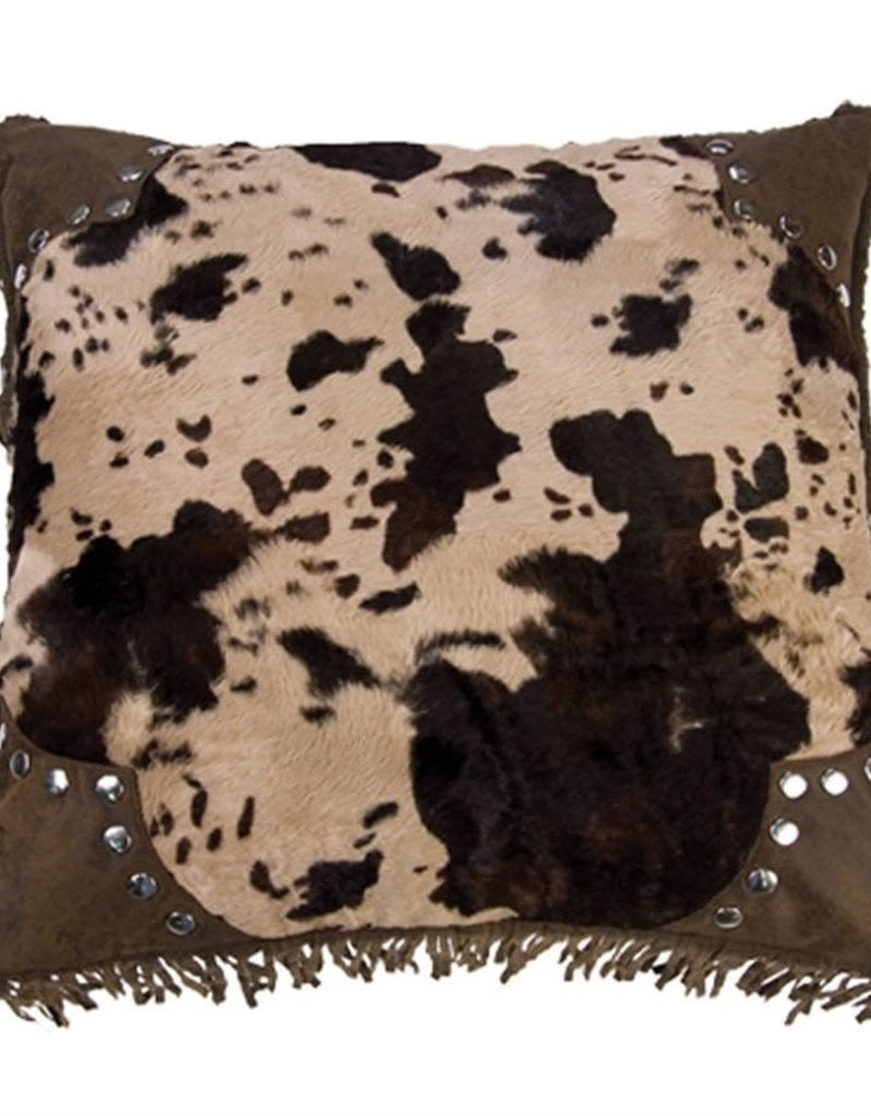 18" x 18" Scalloped Faux Cowhide Pillow