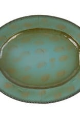 Oval Turquoise Iron Tray 22.5." Turquoise