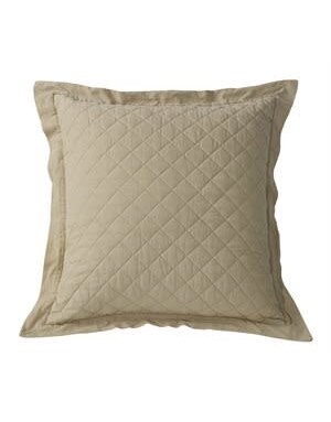 Diamond Pattern Linen Quilted Euro Sham 26x26-Khaki