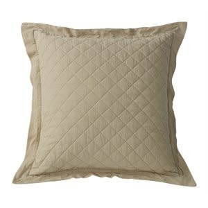 Diamond Pattern Linen Quilted Euro Sham 26x26-Khaki