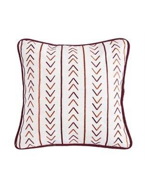 Embroidered Pillow W/ Stripe Embroidery Detail 18x18