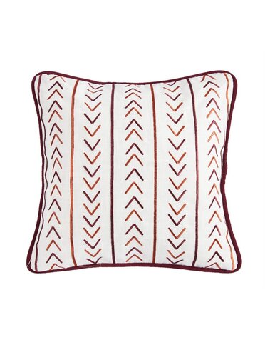 Embroidered Pillow W/ Stripe Embroidery Detail 18x18