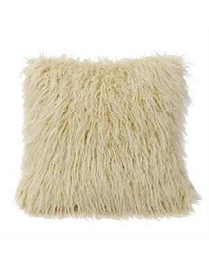 Mongolian Faux Fur Pillow 18 x 18 Cream