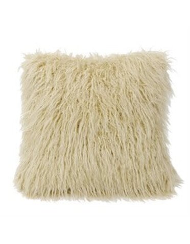 Mongolian Faux Fur Pillow 18 x 18 Cream