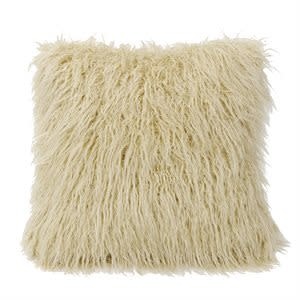 Mongolian Faux Fur Pillow 18 x 18 Cream
