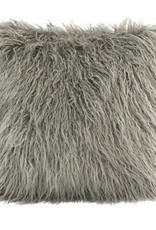 Mongolian Faux Fur Pillow 18 x 18 Gray