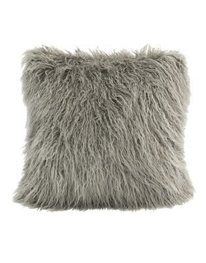 Mongolian Faux Fur Pillow 18 x 18 Gray