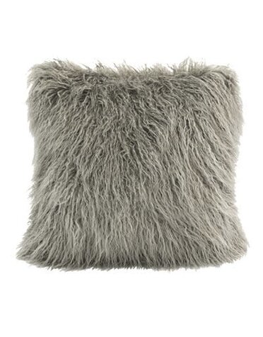 Mongolian Faux Fur Pillow 18 x 18 Gray