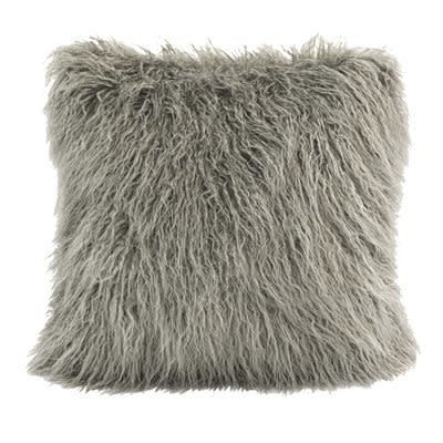Mongolian Faux Fur Pillow 18 x 18 Gray