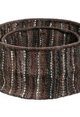 Brown Leather Storage Baskets Set of 2