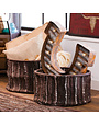 Brown Leather Storage Baskets Set of 2