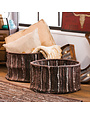 Brown Leather Storage Baskets Set of 2