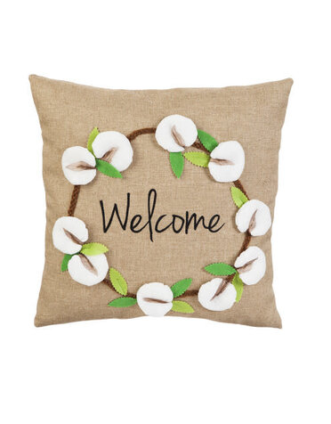 Cotton Wreath 18" Pillow