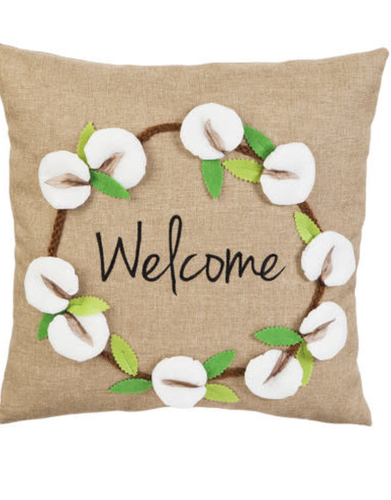 Cotton Wreath 18" Pillow