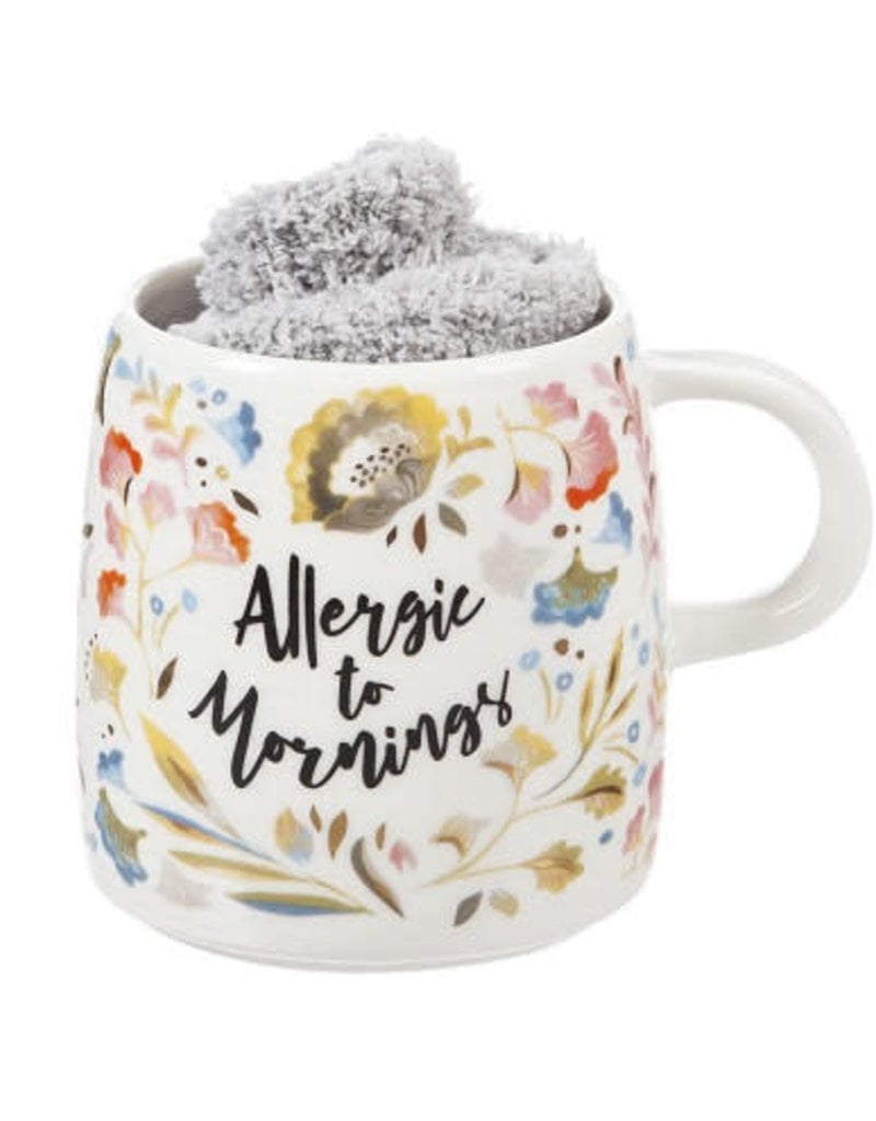 Allergic to Mornings Ceramic Cup & Sock Gift Set 12 OZ