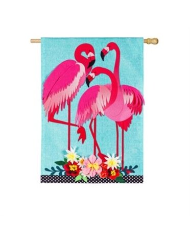 Flamingo Garden House Linen Flag