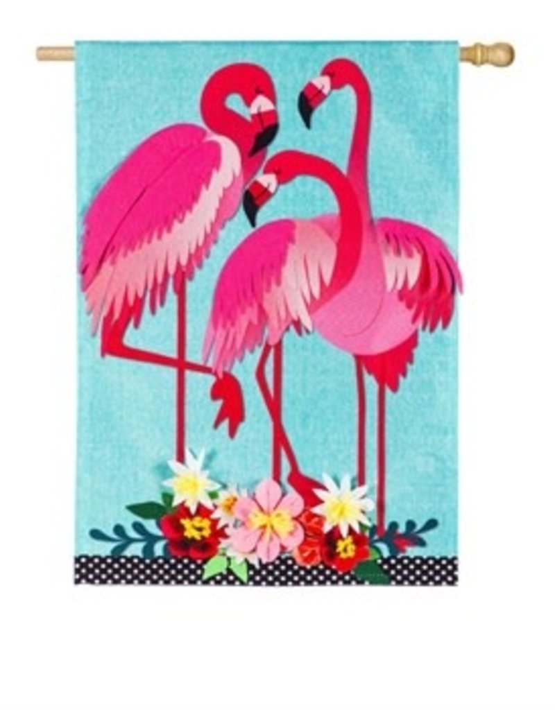 Flamingo Garden House Linen Flag