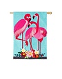 Flamingo Garden House Linen Flag