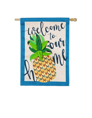 Welcome to Our Home Pineapple House Burlap Flag
