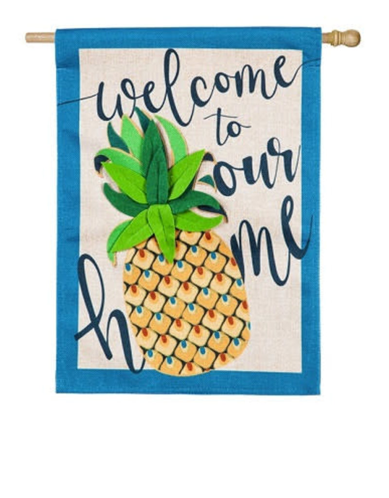 Welcome to Our Home Pineapple House Burlap Flag