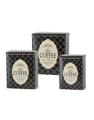 Black & White Vintage Coffee Tin - Set of 3