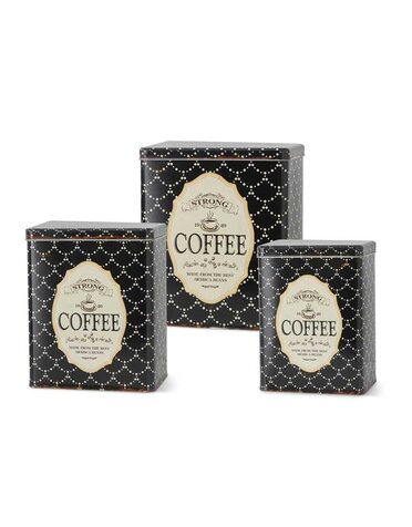 Black & White Vintage Coffee Tin - Set of 3
