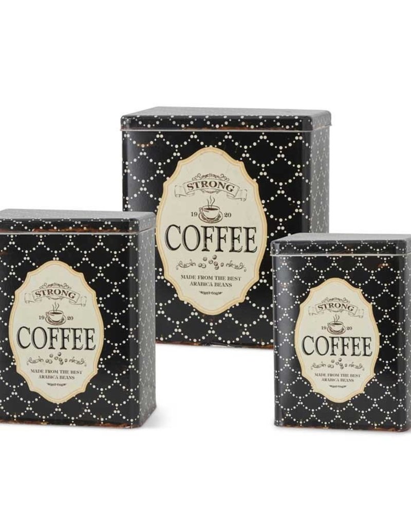 Black & White Vintage Coffee Tin - Set of 3